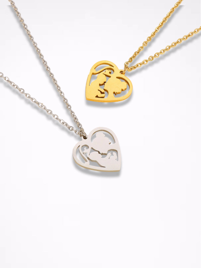Openwork Heart Pendant Necklace Mother's Day N6D540