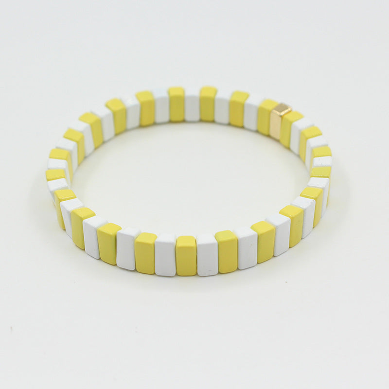 Macaron Elastic Bracelet Dual-Tone Enamel Alloy S5P043