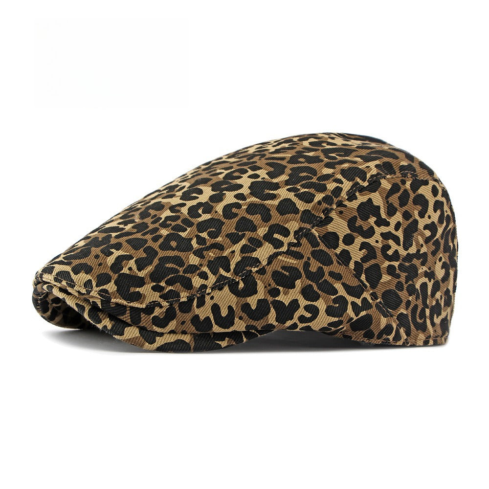 Vintage Leopard Newsboy Cap Women Adjustable N6G202