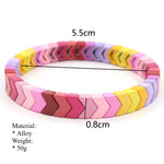 Load image into Gallery viewer, Rainbow Arrows Bangle Enamel Gradient Dual Gold Alloy S5P053