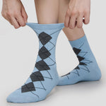 Load image into Gallery viewer, Color Block Seamless Diamond Retro Mid-Calf Socks White N6H019