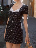Load image into Gallery viewer, Polka Dot V-Neck A-Line Mini Dress Women N6E162