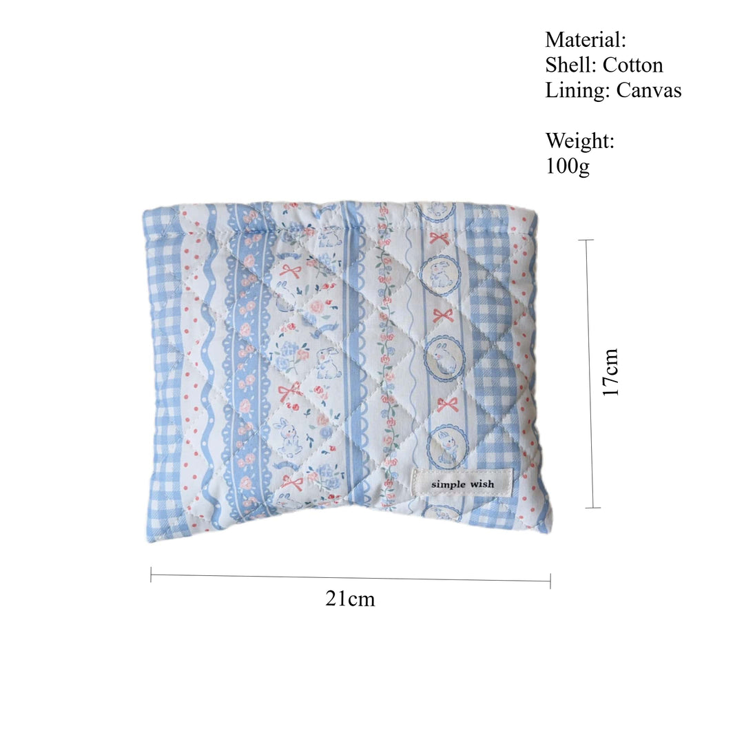 Quilted Check Print Pouch Cotton Canvas Horizontal S5P353