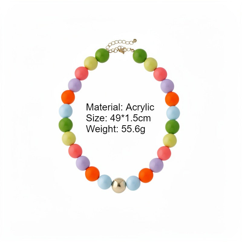 Colorful Dopamine Acrylic Round Bead Necklace N6F092