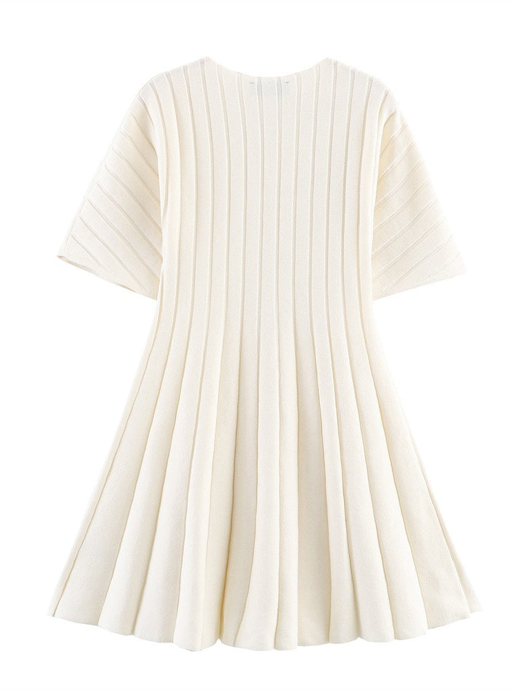 Knit Round Neck Short Sleeve Dress Women N6C270