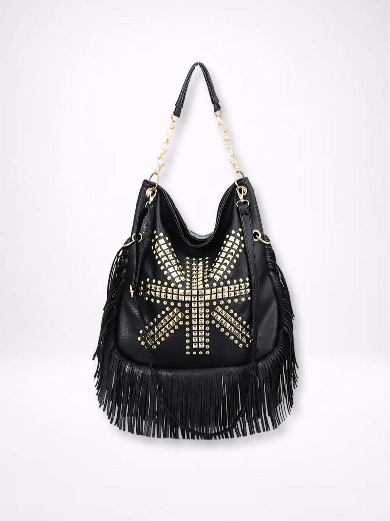Soft Leather Rivet Fringe Tote Bag Women N6C221
