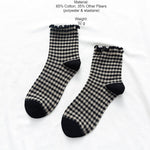 Load image into Gallery viewer, Plaid Ruffle Trim Mid-Calf Socks Women Preppy N6H006