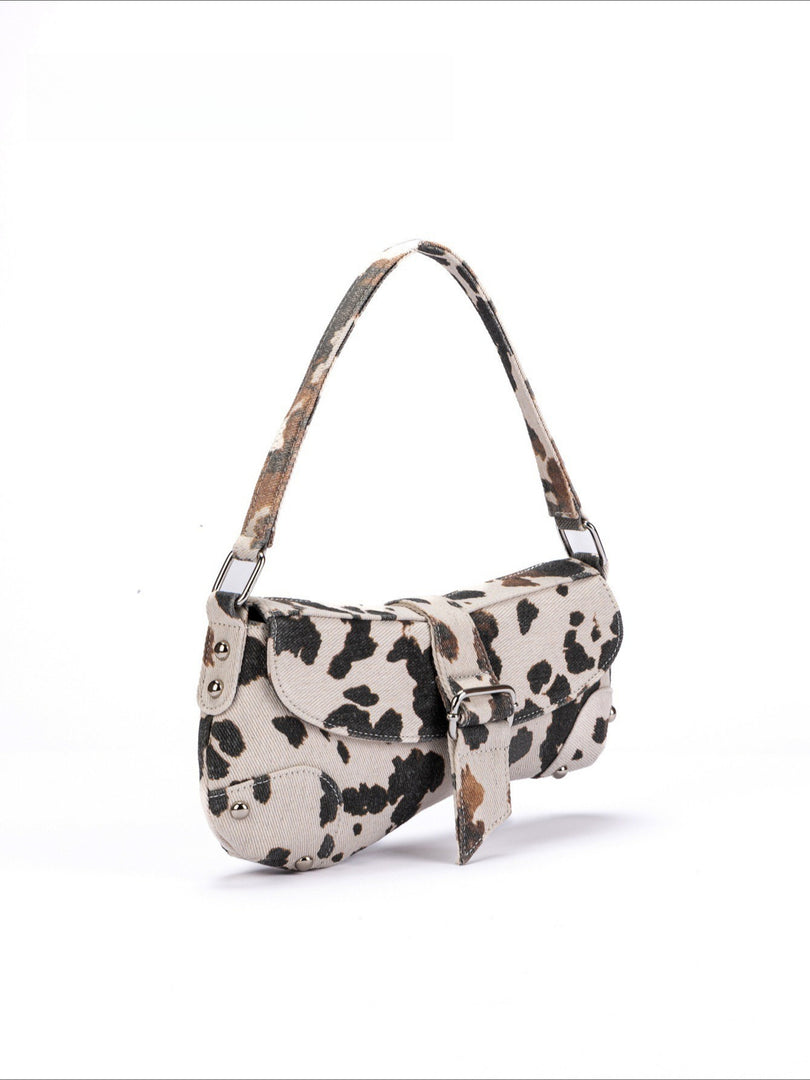 Distressed Leopard Print Asymmetric Hobo Bag Women N6C311