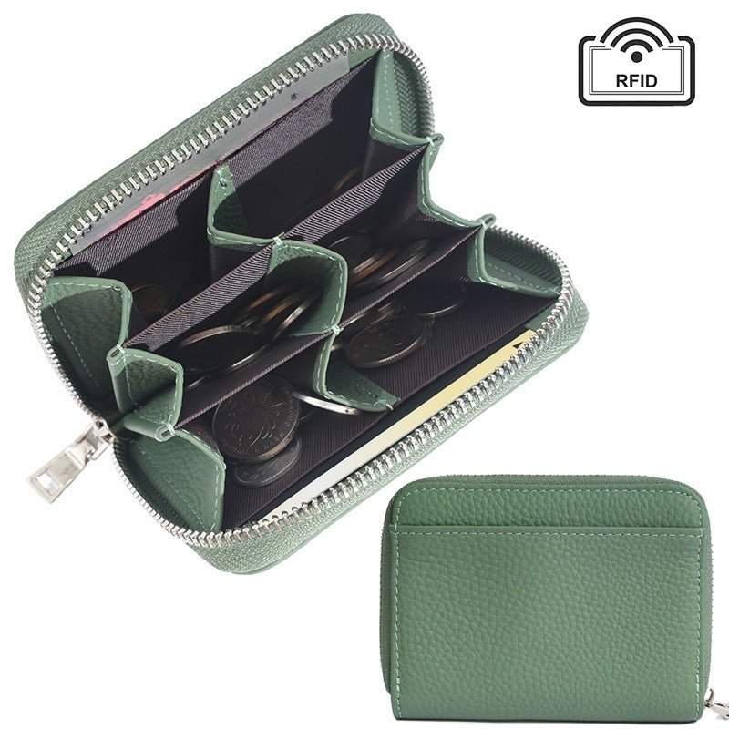 Genuine Leather RFID Blocking Coin Purse Women N6D013