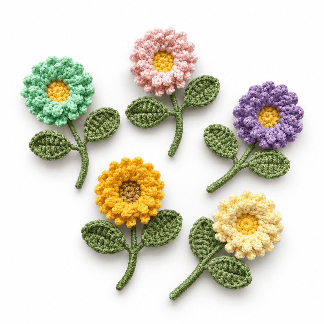 Womens Hand Crocheted Sunflower Brooch N6K310