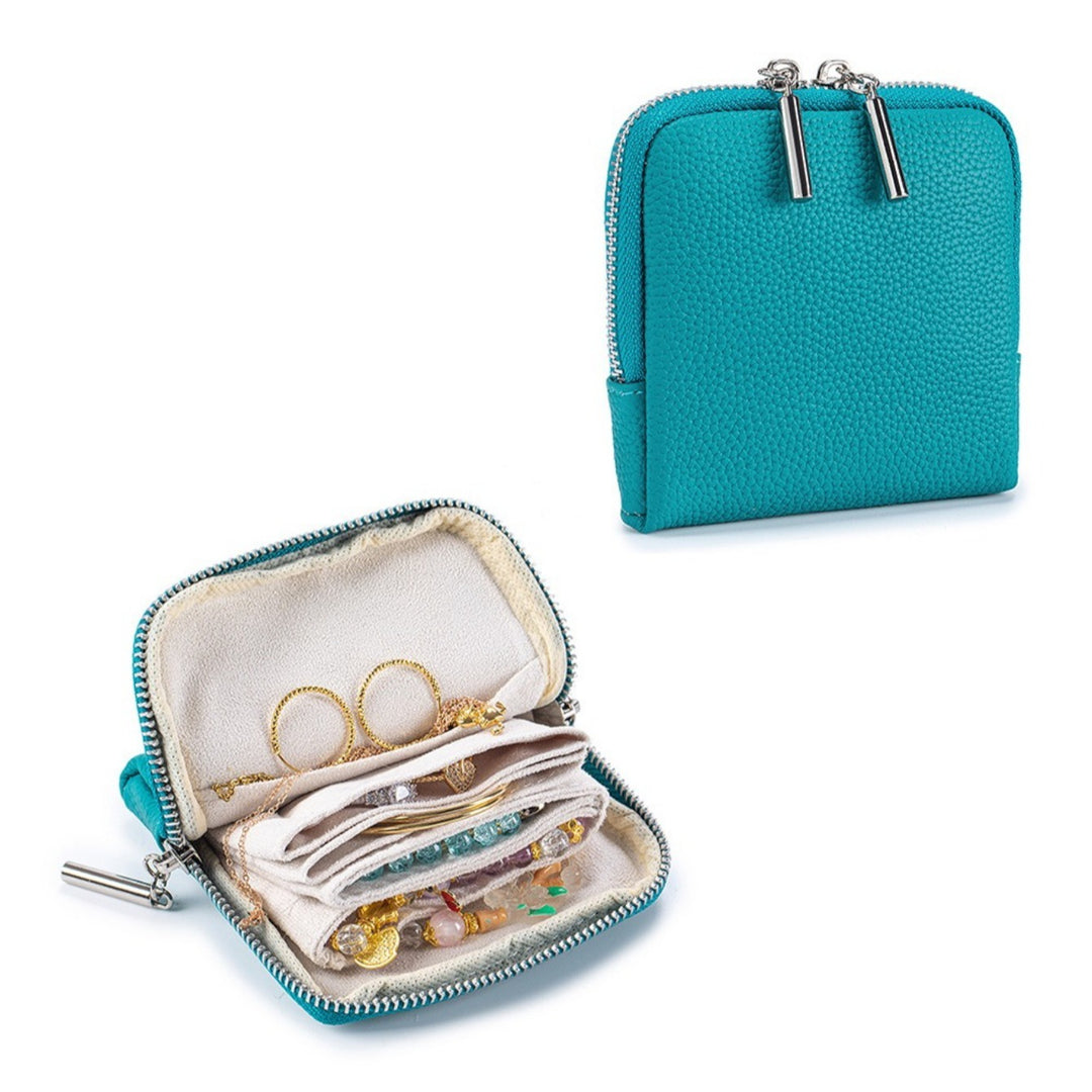 Genuine Leather Layered Jewelry Pouch Organizer N6E064