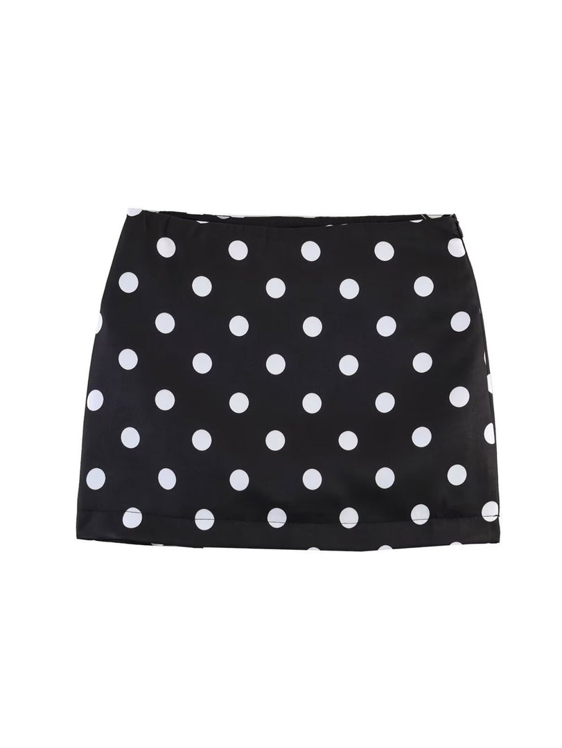 Polka Dot Mini Bodycon Skirt Black N6E155
