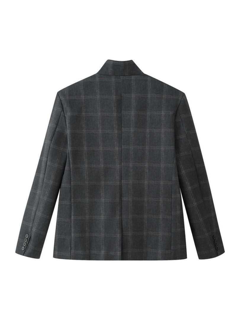 Check Mandarin Collar Blazer Women N6C119
