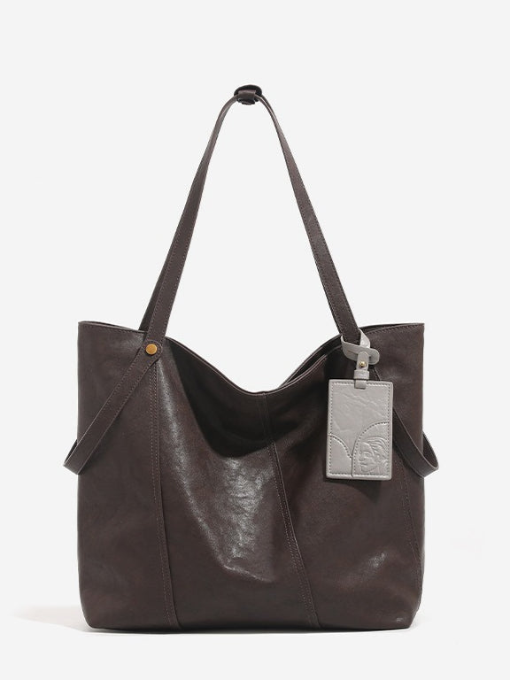 Classic Vintage Stitching Detail PU Leather Tote Bag N6C047