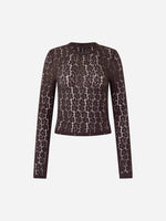 Load image into Gallery viewer, Brown Lace Long Sleeve Slim Fit Top N6F224