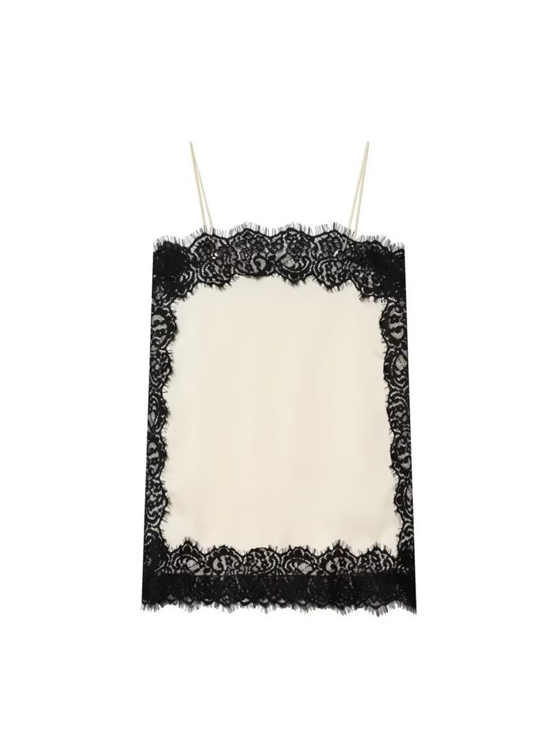 Lace Trim Contrast Camisole Top Slim Fit N6F209