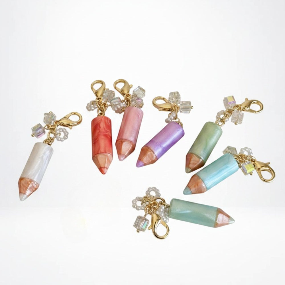 Dopamine Glitter Liquid Pencil Charm Keychain N6D044