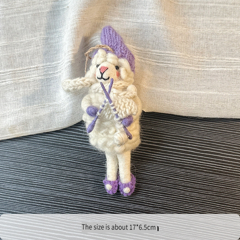 Cute Wool Felt Lamb Keyring Ornament Gift N6G005
