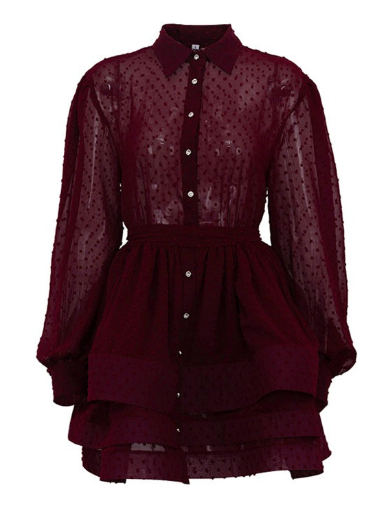 French A-line Shirt Dress Women N6C210