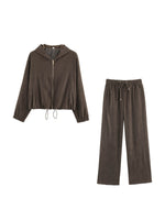 Load image into Gallery viewer, Drawstring Hooded Zip Jacket &amp; Jogger Pants Set Women N6H128