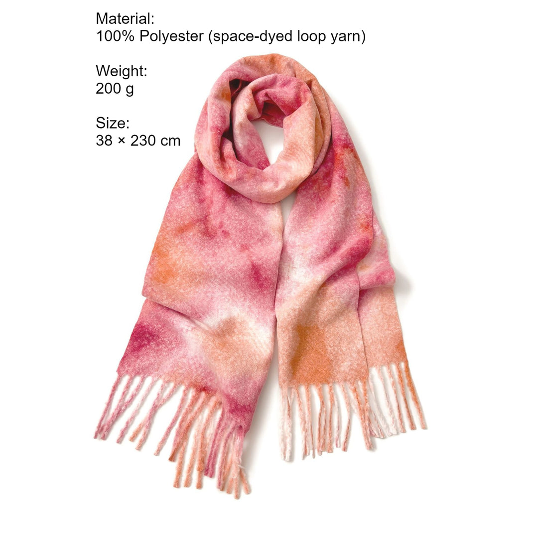 Ombre Tie-Dye Loop Yarn Fringe Scarf Women Cozy N6H243