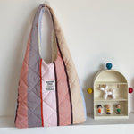 Load image into Gallery viewer, Women's Color-Block Quilted Cotton Tote Bag N6J192