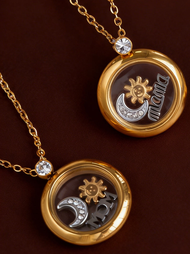 Mom Mirror Pendant Necklace 18K Gold Plated N6D535