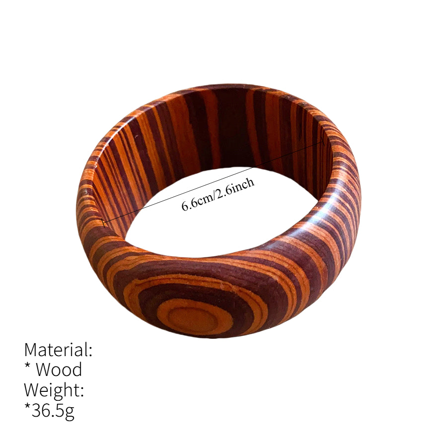 Wood Grain Circle Bangle Handcrafted Vintage Jewelry S5P032