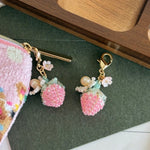 Load image into Gallery viewer, Handmade Strawberry Flower Zipper Pull Charm N6D048