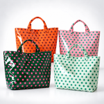 Load image into Gallery viewer, Women's Waterproof Color Block Polka Dot PVC Tote Bag N6J247