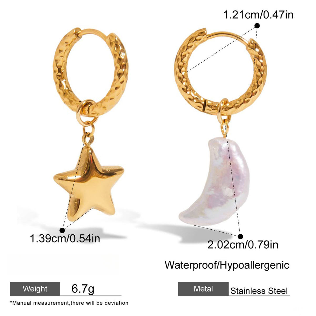 Star Moon Clip-On Earrings Steel 18K Gold-Plated S5P158