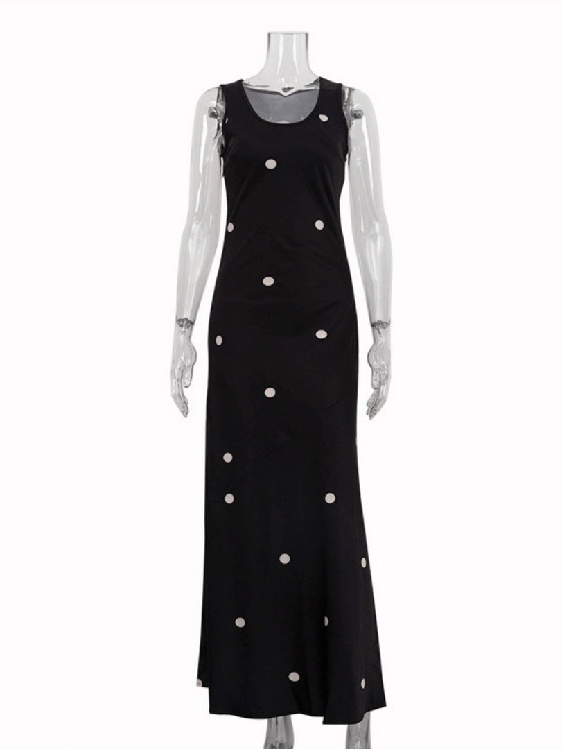Women's Polka Dot Sleeveless Maxi Dress N6E150