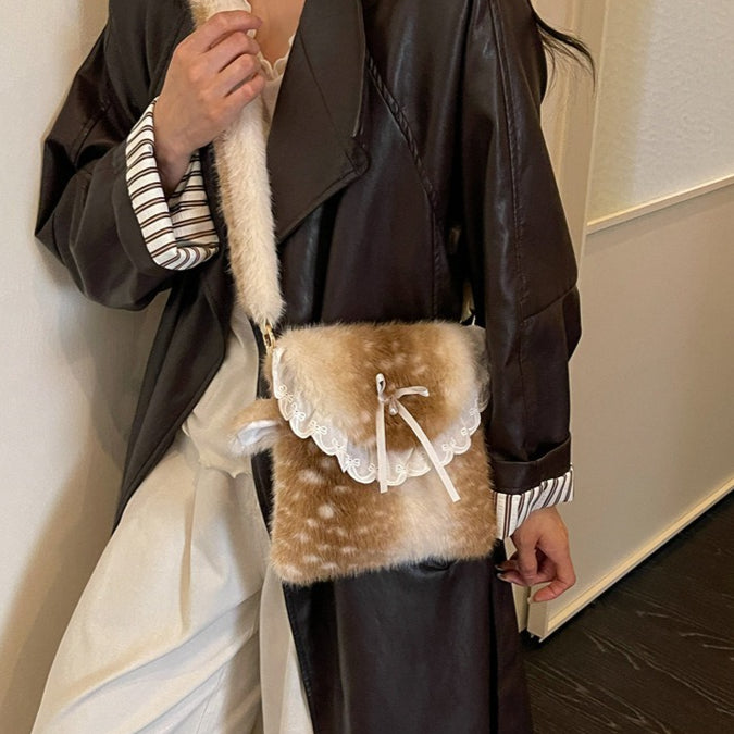 Women's Plush Deer Mini Crossbody Bag N6J185