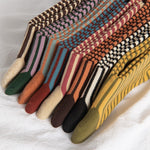 Load image into Gallery viewer, Solid Base Striped Cotton Mid-Calf Socks Women N6H011