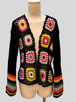 Load image into Gallery viewer, Hand Crochet Random Color Block Cardigan Sweater  N6E097