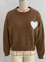 Load image into Gallery viewer, Heart Jacquard Round Neck Loose Pullover Sweater N6H286
