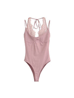Load image into Gallery viewer, Lace Panel Halter Neck Bodysuit N6F190