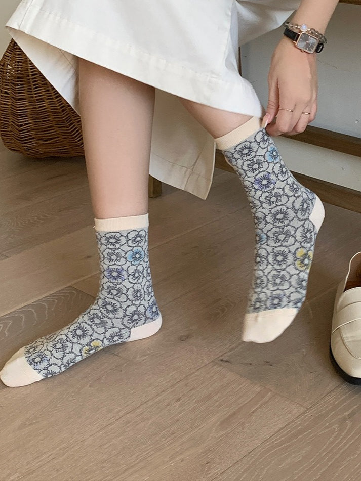 Ethnic Pattern Retro Mid-Calf Socks Women N6C172