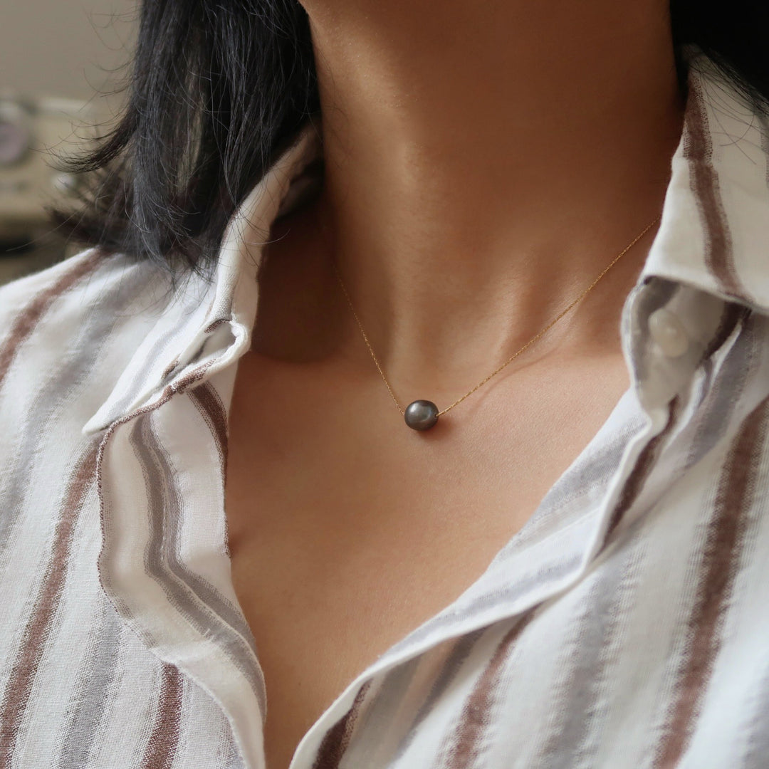 Baroque Freshwater Pearl Choker Titanium Steel N6H171