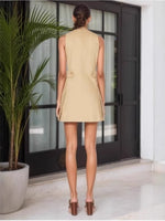 Load image into Gallery viewer, Khaki Sleeveless Cross Tie High Waist A-Line Dress N6F231