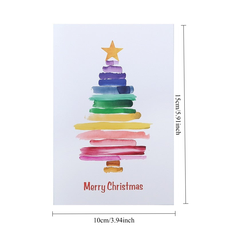 Watercolor Christmas Tree Greeting Cards with Envelopes N6K299
