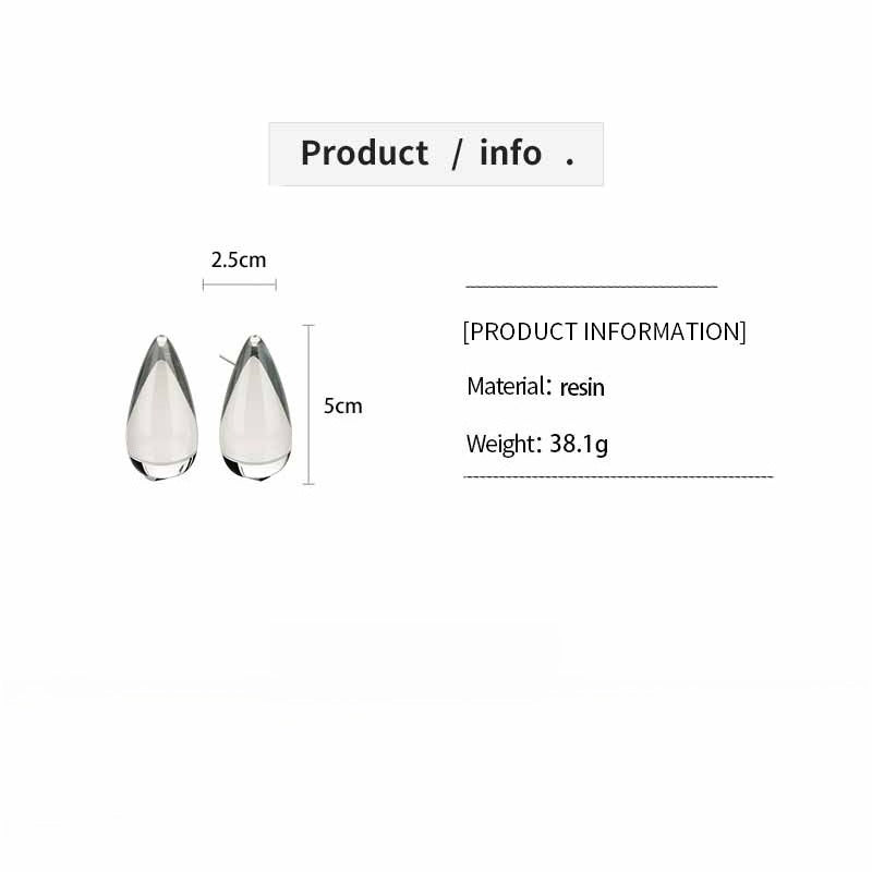 Clear Resin Teardrop Silver Stud Earrings Minimalist N6H091