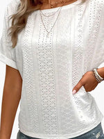 Load image into Gallery viewer, Multicolor Knit Jacquard Embroidery Hollow Raglan Tee N5A971