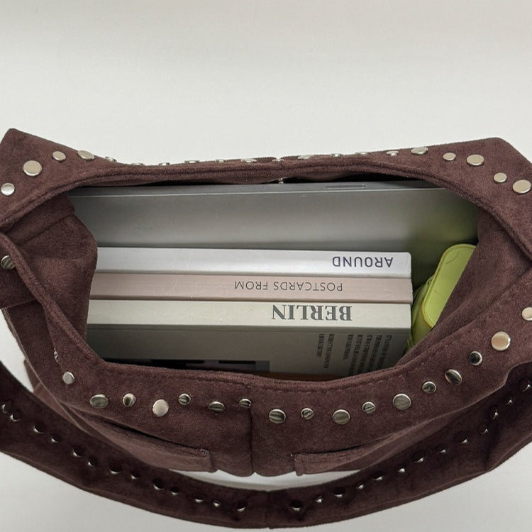 Women's Suede Rivet Dumpling Shoulder Bag N6J113