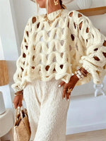 Load image into Gallery viewer, Beach Vacation Openwork Crochet Long Sleeve Sweater N6C282