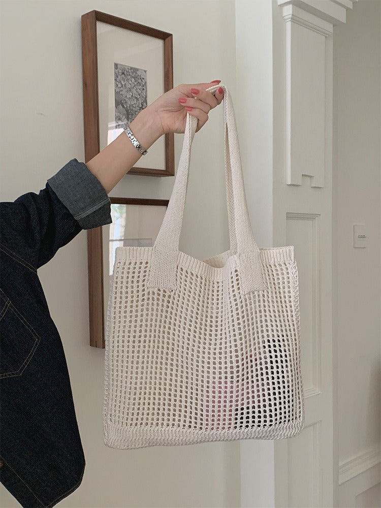 Mesh Crochet Tote Bag Vintage Women N6C060