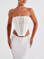 Load image into Gallery viewer, Deep Back Bandeau Set Bodycon Maxi Knit N5Z209

