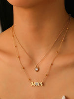 Load image into Gallery viewer, MOM Heart Zircon Layering Necklace Women N6D507