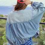 Load image into Gallery viewer, Washed Denim Jacket Women Light Blue Zip Front N5A110
