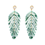 Load image into Gallery viewer, Acrylic Leaf Drop Earrings Fringed Organic Motif S5P171
